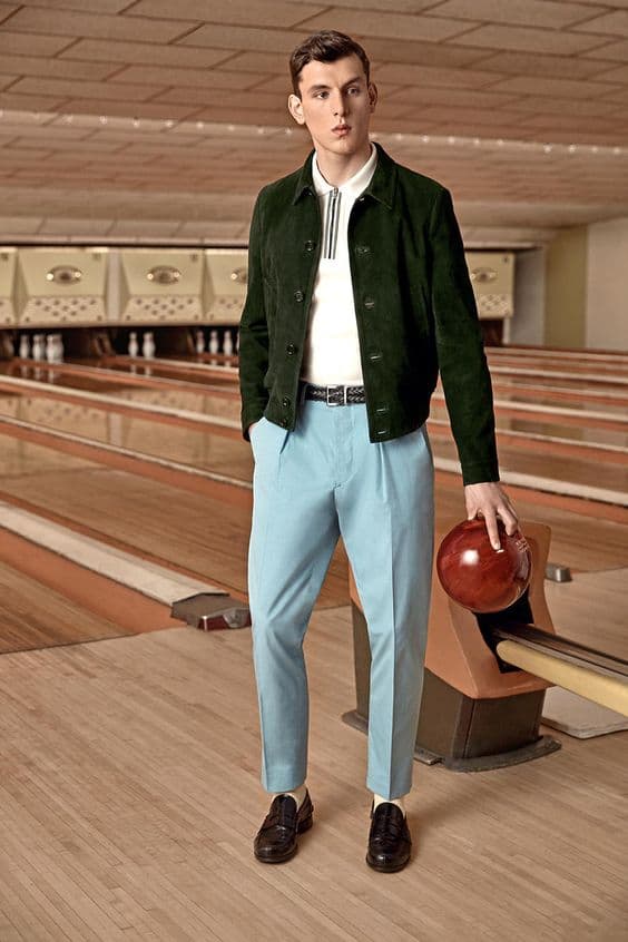 Vert Custom Dark Olive Jacket + Turquoise Trousers 